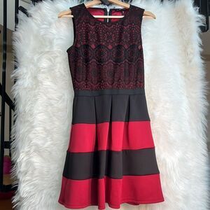 Speechless black and red striped lace dress